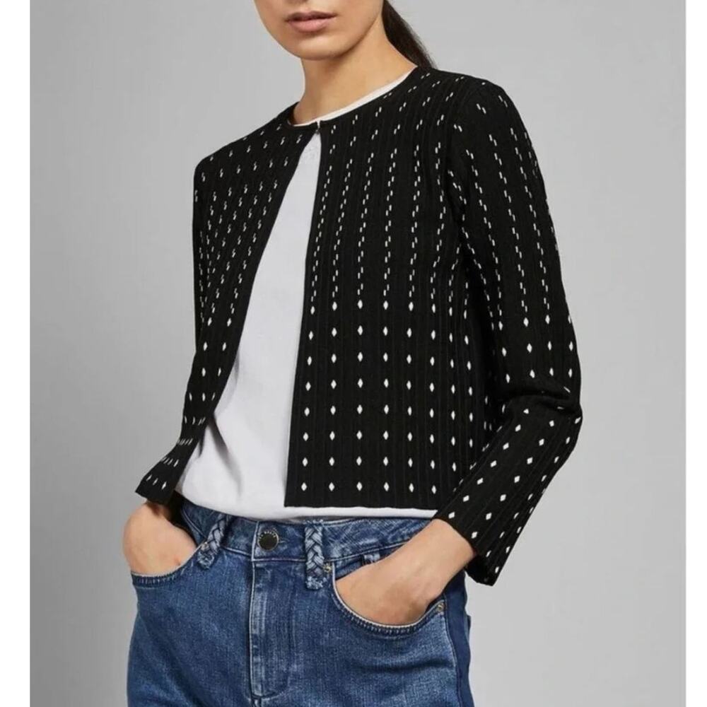 Ted Baker Nalila Cardigan Sweater Ted4 / Medium / US 10 Black White Classic